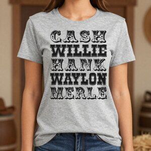 Cash Willie Western Gray Custom Tee Graphic Short Sleeve T-shirt
